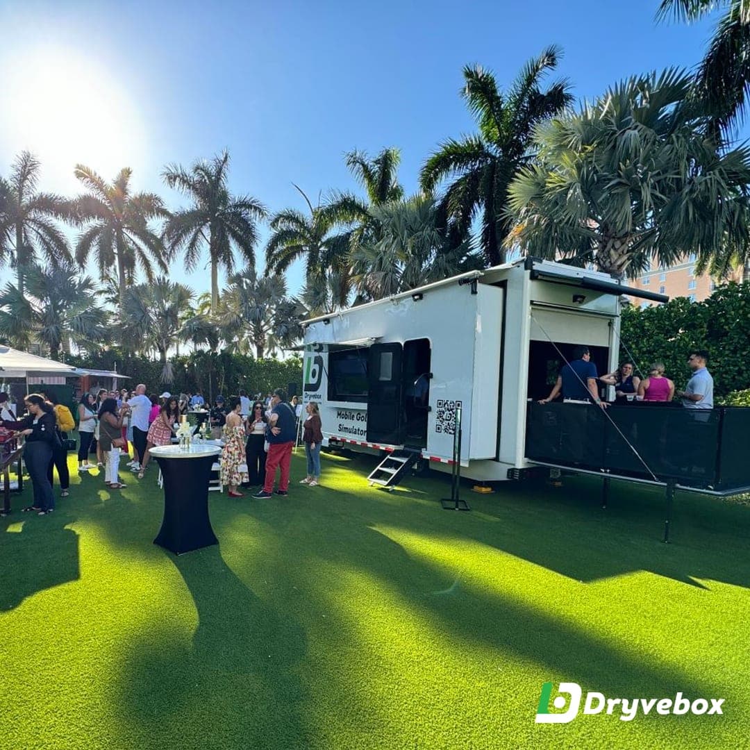 Mobile Golf Simulator - Dryvebox Corporate Event (Logo)